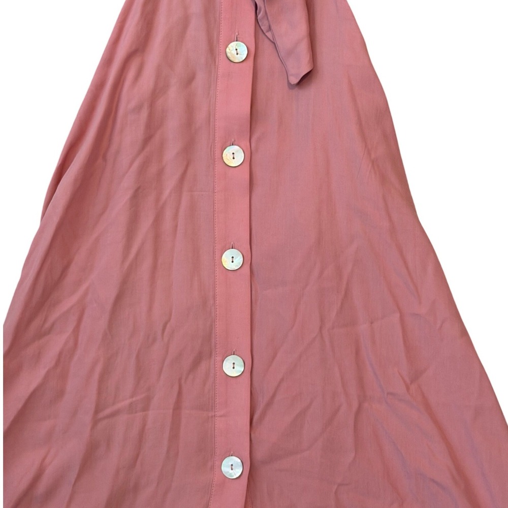 Zara Pink Cut‎ Out Tie Front Flutter Sleeve Midi Dress Women Size Small - Picture 6 of 9